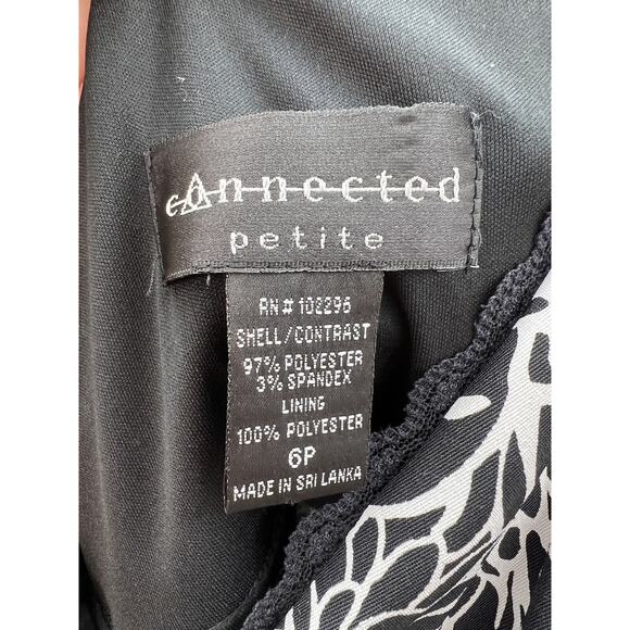 Womens Connected Apparel Dress Size 6 Petite Black and White Floral V-Neck - Picture 7 of 11